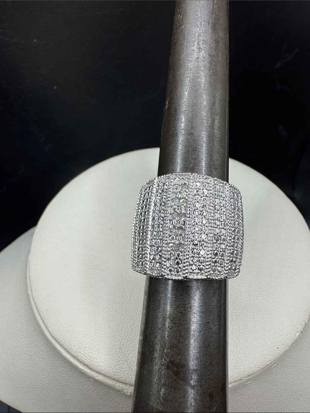 Sterling Plate Diamond Karis Statement Ring size 6.75